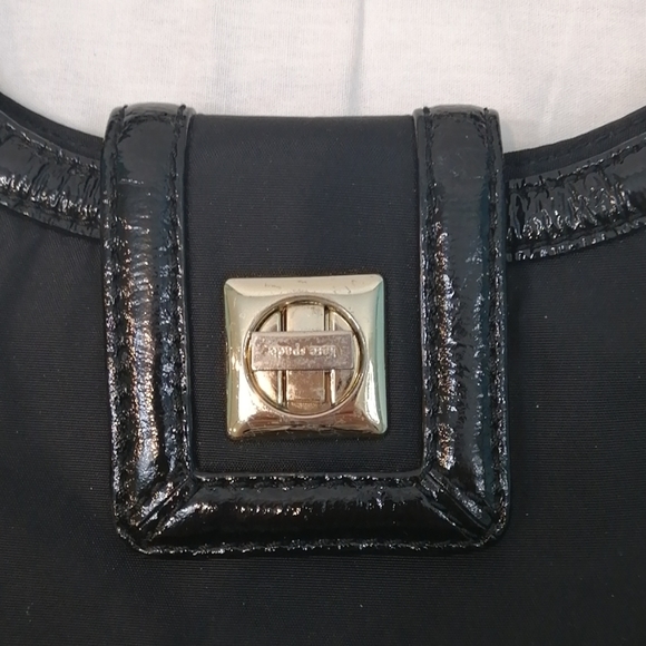 Kate Spade NY Black Nylon Hobo Shoulder Bag Patent… - Picture 3 of 13